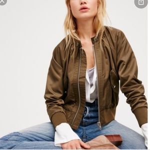 Free people army green bomber jacket